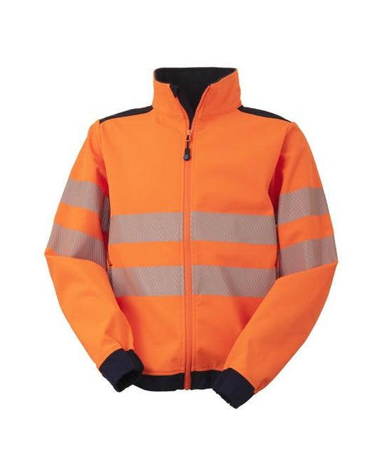 Giubbotto Softshell Hi-Vis Arancio Giacca da Lavoro Alta Visibilità da Cantiere Asfaltatore Lavori Stradali