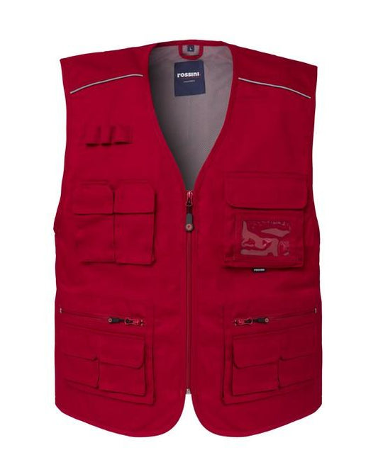 Gilet Florida Rosso Gilet Multitasche da Lavoro Tempo Libero Elettricista Pescatore Installatore