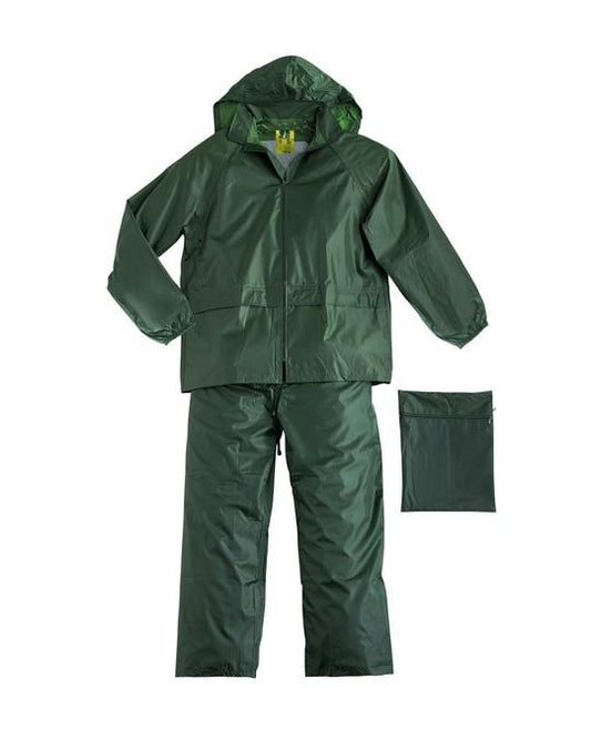 Completo Antipioggia Verde Giacca e Pantalone Impermeabile