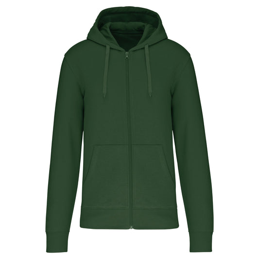 Felpa Kariban Bio Forest Green Zip/Cappuccio Uomo 280 grammi