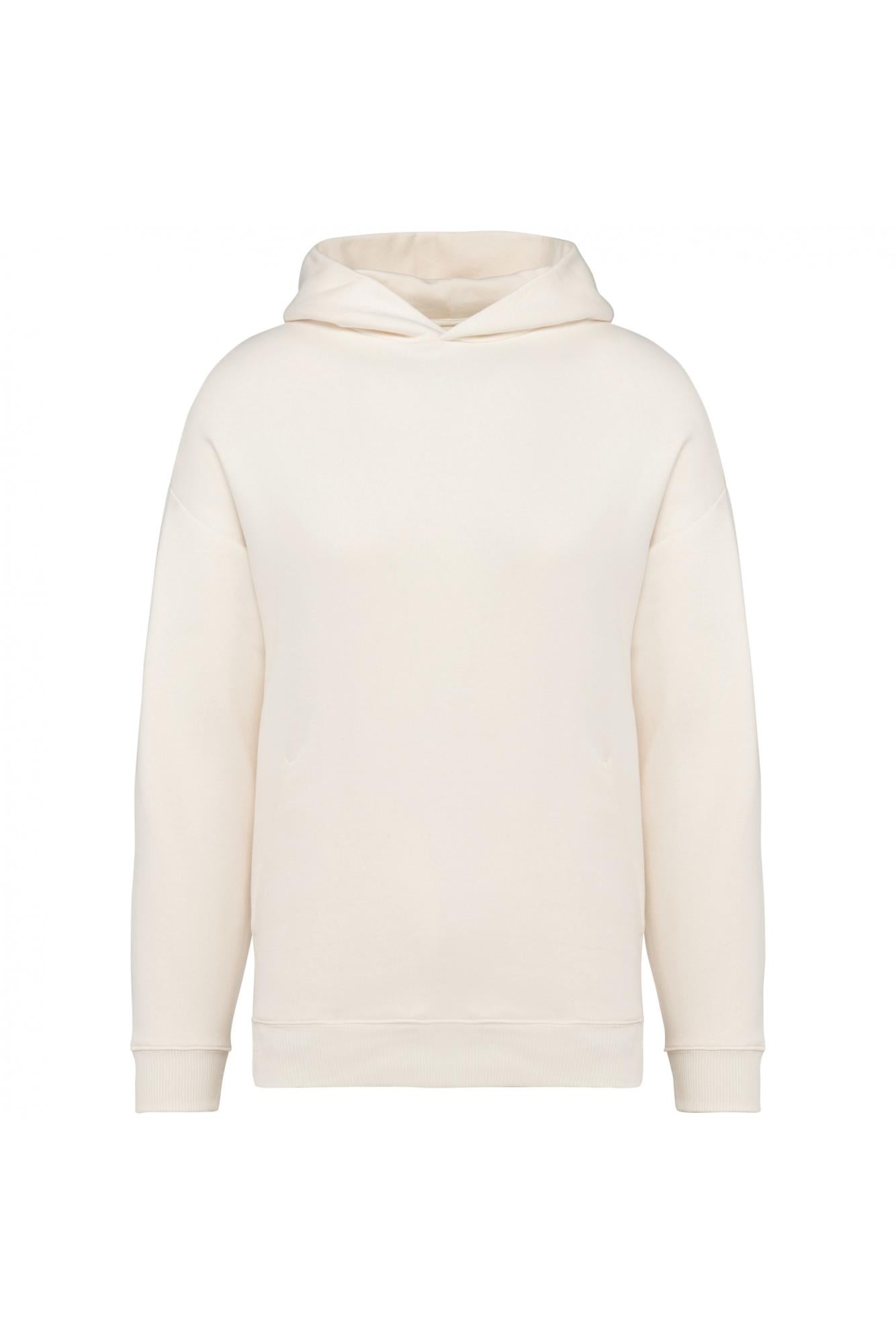 Felpa Oversize Ivory Avorio Felpa Unisex con Cappuccio Tascone Marsupio Vestibilità Ampia