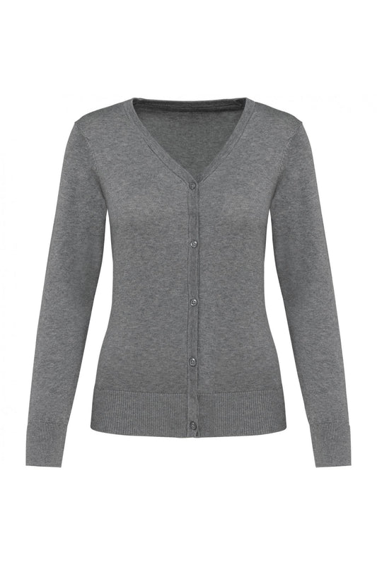 Cardigan Donna Grigio Melange Cotone Supima® Maglioncino con Bottoni Puro Cotone
