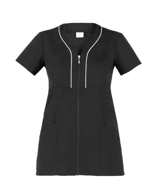 Casacca Pines Nero Casacca Donna Manica Corta Inserti in Rete Elasticizzata Estetista Parrucchiera