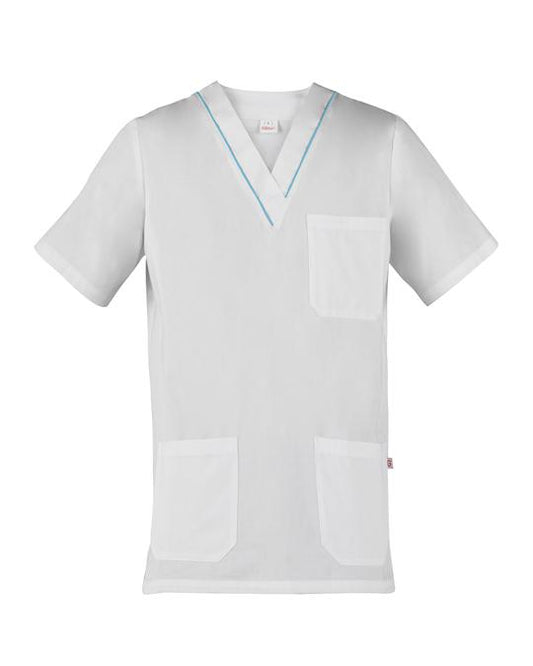 Casacca Gary Bianco Profilo Azzurro Casacca Unisex Medicale Infermiere Asa Oss