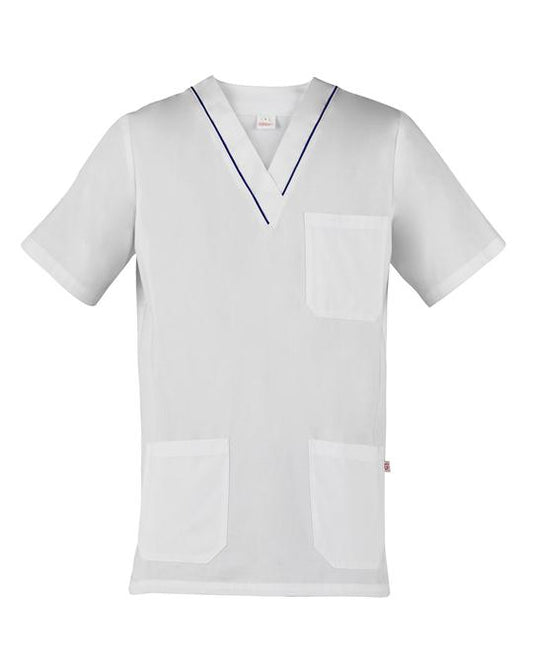 Casacca Gary Bianco Profilo Blu Casacca Unisex Medicale Infermiere Asa Oss