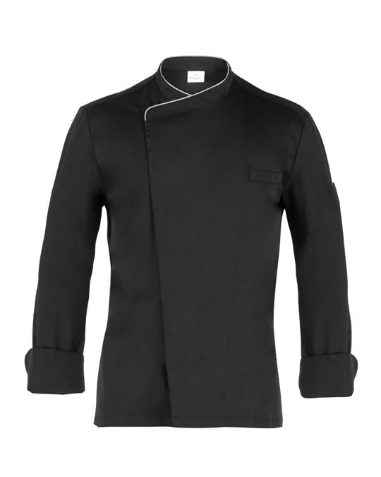 Giacca Patrizio Nero con Profilo Bianco Giacca Cuoco Manica Lunga